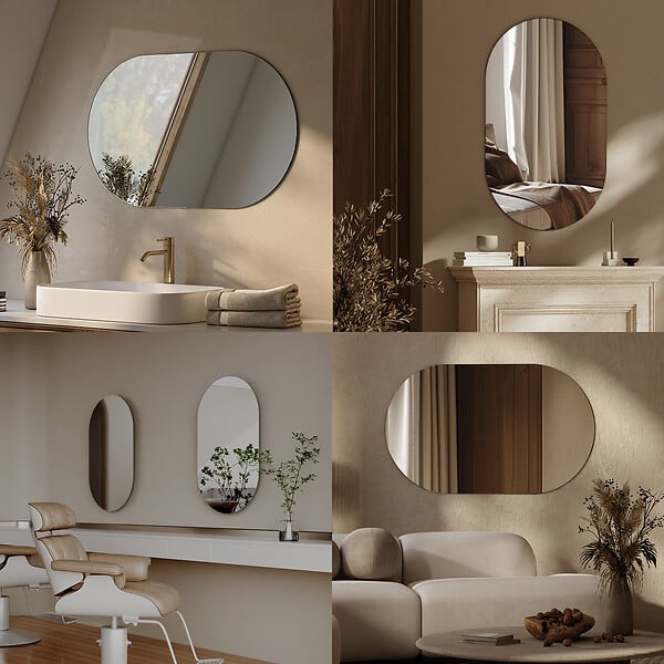 EMKE - EMKE Miroir mural 60 × 100 cm Miroir ovale sans Cadre, Miroir non lumineux salle de Bain, Chambre, Entrée, Salon - large
