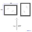 EMKE - EMKE Miroir lumineux salle de bain 80x60cm, Miroir LED avec éclairage, Interrupteur tactile, Anti-buée, Lumière Froide/Chaude/Neutre - vignette
