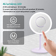 EMKE - EMKE LED Miroir de Maquillage Rond avec Interrupteur Tactile Dimmable 3 Couleurs claires, grossissement 1/3x, Violet - vignette