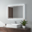EMKE - EMKE Miroir lumineux salle de bain 80x60cm, Miroir LED avec Interrupteur à bouton, Anti-buée, Miroir avec éclairage lumière Blanche Froide/Chaude - vignette