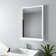 EMKE - EMKE LED Miroir lumineux salle de bain 80x60cm, Miroir avec étagère, Interrupteur Tactile, Lumière Blanche Froide - vignette