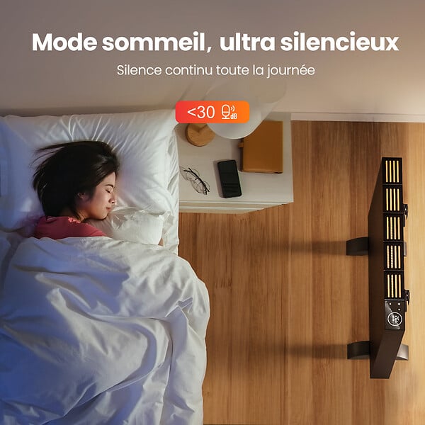 EMKE - Radiateur Intelligent EMKE 1000W Aluminium - Contrôle WiFi, Alexa et Google - Écran LCD - Murale ou Sur Pieds - Gris Anthracite - large
