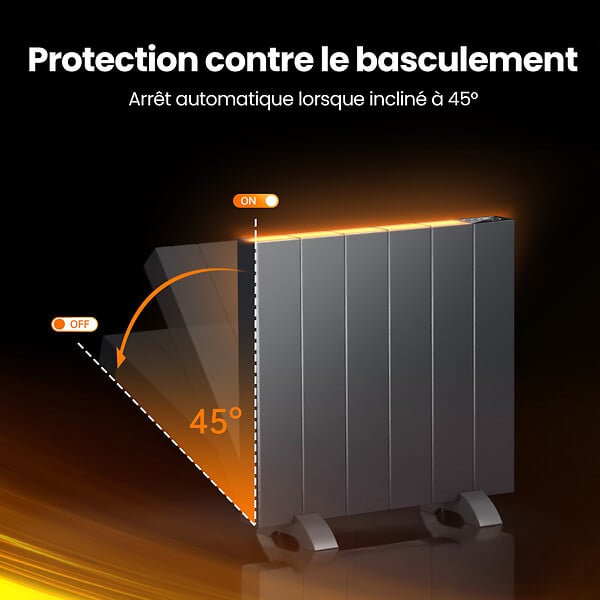 EMKE - Radiateur Intelligent EMKE 1000W Aluminium - Contrôle WiFi, Alexa et Google - Écran LCD - Murale ou Sur Pieds - Gris Anthracite - large