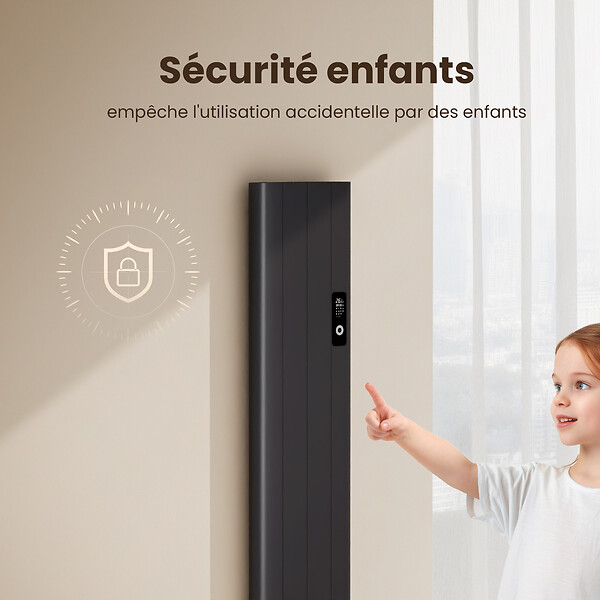 EMKE - Radiateur Intelligent EMKE à Courbe Aluminium 1000W - Dimensions 1600x362mm - Contrôle WiFi, Alexa, Google Home - Gris Anthracite - large