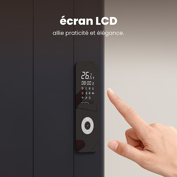 EMKE - Radiateur Intelligent EMKE à Courbe Aluminium 1000W - Dimensions 1600x362mm - Contrôle WiFi, Alexa, Google Home - Gris Anthracite - large