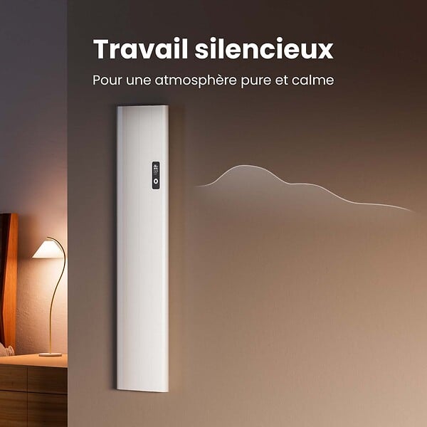 EMKE - Radiateur Intelligent EMKE à Courbe Aluminium 1000W - Dimensions 1600x362mm - Contrôle WiFi, Alexa, Google Home - Blanc - large