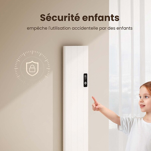EMKE - Radiateur Intelligent EMKE à Courbe Aluminium 1000W - Dimensions 1600x362mm - Contrôle WiFi, Alexa, Google Home - Blanc - large