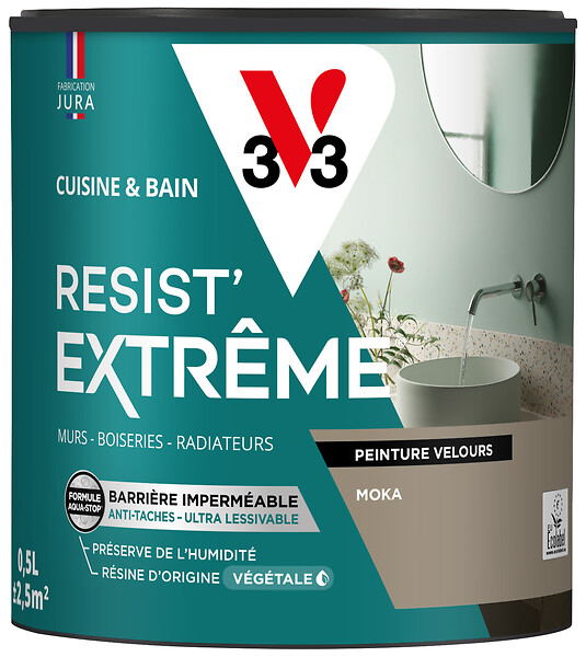 V33 - Peinture Cuisine et Bain Resist' Extrême Moka 0,5L - large
