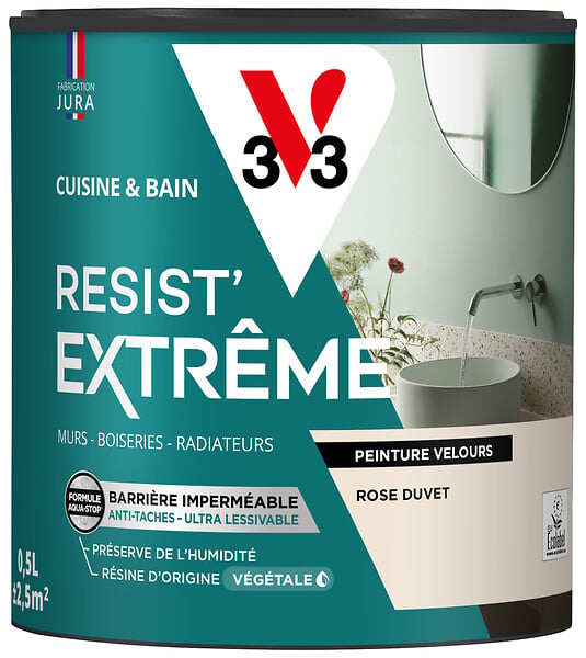 V33 - Peinture Cuisine et bain Resist' extrême - Rose duvet - 0,5L - large