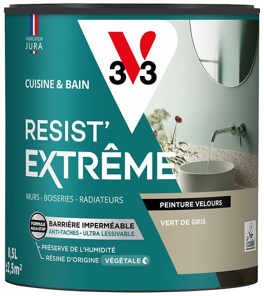 V33 - Cuisine et bain Resist' extrême vert de gris velours 0,5L - large