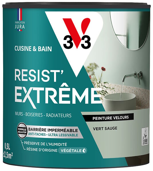 V33 - Cuisine et bain Resist' extrême vert sauge velours 0,5L - large