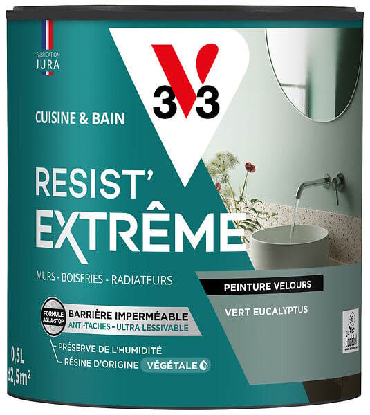 V33 - Cuisine et bain Resist' extrême vert eucalyptus velours 0,5L - large