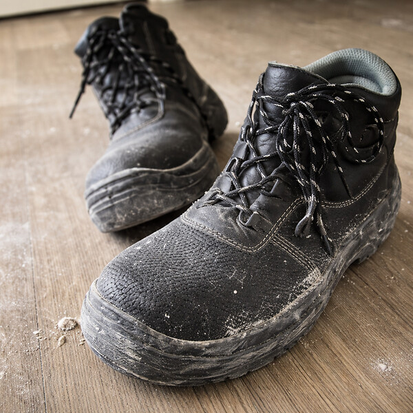 Chaussures de travail haute sécurité en cuir noir. Taille 45 - large