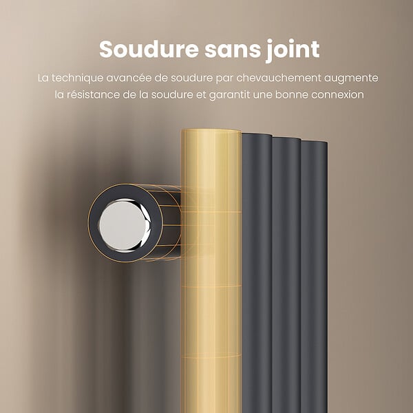 EMKE - EMKE Radiateur eau chaude en acier Tube Rond Radiateur Mural Anthracite 90x24cm 236W Seule Couche - large