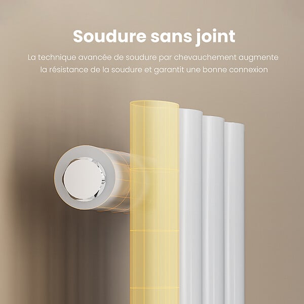 EMKE - EMKE Radiateur eau chaude en acier Tube Rond Radiateur Mural Blanc 160x24cm 400W Seule Couche - large