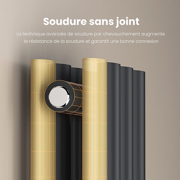 EMKE - EMKE Radiateur eau chaude en acier Tube Rond Radiateur Mural Anthracite 160x24cm 775W Double Couche - large
