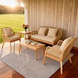 CONCEPT USINE - Salon de jardin 4 places en bois avec 2 tables beige et bois ROSARIO - vignette