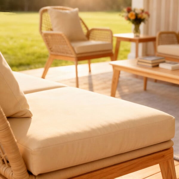 CONCEPT USINE - Salon de jardin 4 places en bois avec 2 tables beige et bois ROSARIO - large
