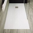 STANO - Receveur de douche 80 x 130 cm extra plat PURE en résine surface ardoisée blanc Grille inox - vignette