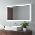 EMKE - EMKE Miroir lumineux salle de bain 100x60cm, Miroir LED avec Interrupteur à bouton, Anti-buée, Miroir avec éclairage lumière Blanche Froide/Chaude - vignette