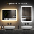 EMKE - EMKE Miroir lumineux salle de bain 100x60cm, Miroir LED avec Interrupteur à bouton, Anti-buée, Miroir avec éclairage lumière Blanche Froide/Chaude - vignette