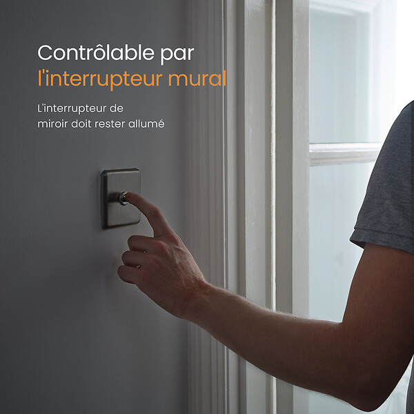 EMKE - EMKE Miroir lumineux salle de bain 100x60cm, Miroir LED avec Interrupteur à bouton, Anti-buée, Miroir avec éclairage lumière Blanche Froide/Chaude - large