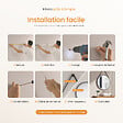 EMKE - EMKE Miroir lumineux salle de bain rond diamètre 60cm cadre noir, Sangle réglable, Miroir LED, Interrupteur Tactile, Anti-buée, 3 couleurs Lumières - vignette