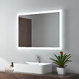 EMKE - EMKE Miroir lumineux salle de bain 80x60cm, Miroir LED avec Interrupteur à bouton, Anti-buée, Miroir avec éclairage lumière Blanche Froide/Chaude - vignette