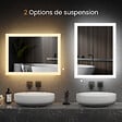 EMKE - EMKE Miroir lumineux salle de bain 70x50cm, Miroir LED avec Interrupteur à bouton, Anti-buée, Miroir avec éclairage lumière Blanche Froide/Chaude - vignette