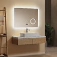 EMKE - EMKE LED Miroir lumineux salle de bain 80x60cm, Interrupteur Tactile, Anti-buée, 3x Grossissement, Horloge, Lumière Blanche Froide/Chaude/Neutre - vignette