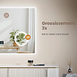 EMKE - EMKE Miroir lumineux salle de bain 80x60cm, Miroir LED avec Interrupteur Tactile, Anti-buée, Horloge, 3x Grossissement, Bluetooth, 3 couleurs de Lumières - vignette