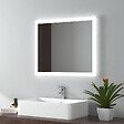 EMKE - EMKE Miroir lumineux salle de bain 60x50cm, Miroir LED avec Interrupteur à bouton, Anti-buée, Miroir avec éclairage lumière Blanche Froide/Chaude - vignette