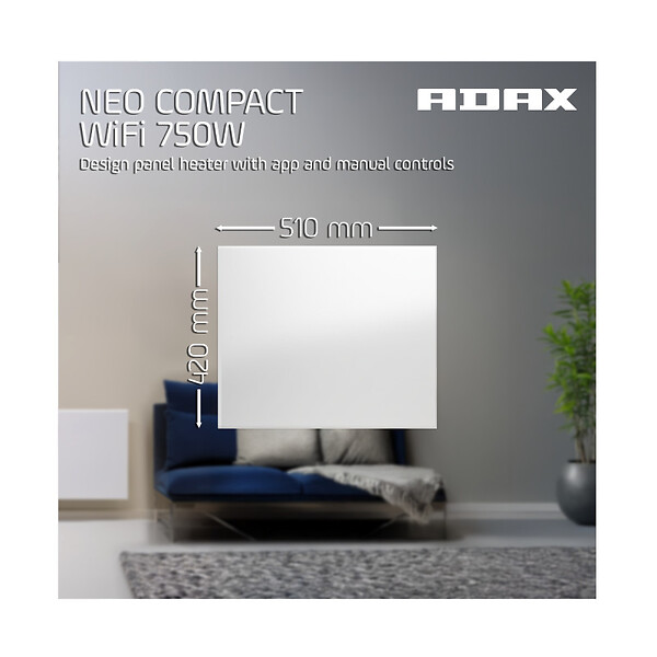 ADAX - Radiateur électrique compact ADAX connecté Wi-FI - Blanc - 750 W - NEO COMPACT 07 KWT - large