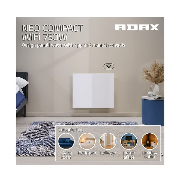 ADAX - Radiateur électrique compact ADAX connecté Wi-FI - Blanc - 750 W - NEO COMPACT 07 KWT - large