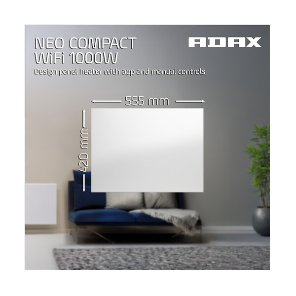 ADAX - Radiateur électrique compact ADAX connecté Wi-FI - Blanc - 1000 W - NEO COMPACT 10 KWT - large