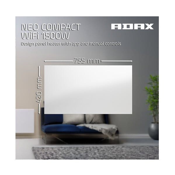ADAX - Radiateur électrique compact ADAX connecté Wi-FI - Blanc - 1500 W - NEO COMPACT 15 KWT - large