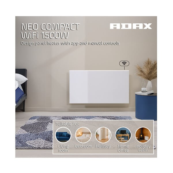 ADAX - Radiateur électrique compact ADAX connecté Wi-FI - Blanc - 1500 W - NEO COMPACT 15 KWT - large
