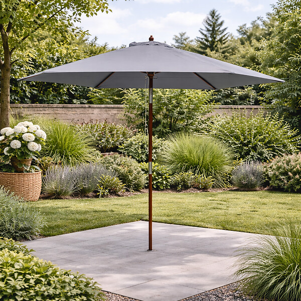CONCEPT USINE - Parasol  gris droit rond 3 x 3 m CANCUN - large