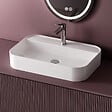 EMKE - EMKE Vasque à Poser en Céramique 70 x 40 cm – Lavabo Rectangulaire Blanc Brillant avec Pré-perçage Robinet - vignette
