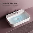 EMKE - EMKE Vasque à Poser en Céramique 70 x 40 cm – Lavabo Rectangulaire Blanc Brillant avec Pré-perçage Robinet - vignette
