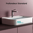 EMKE - EMKE Vasque à Poser en Céramique 70 x 40 cm – Lavabo Rectangulaire Blanc Brillant avec Pré-perçage Robinet - vignette
