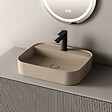 EMKE - EMKE Vasque à Poser 40 x 50 cm – Lavabo Rectangulaire en Céramique Beige Mat aux Coins Arrondis - vignette