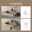 EMKE - EMKE Vasque à Poser 40 x 50 cm – Lavabo Rectangulaire en Céramique Beige Mat aux Coins Arrondis - vignette