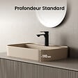 EMKE - EMKE Vasque à Poser 40 x 60 cm – Lavabo Rectangulaire en Céramique Beige Mat aux Coins Arrondis - vignette