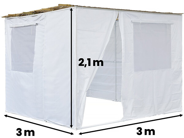 HABITAT ET JARDIN - Souccah en Kit NINA ajustable 3 x 3 -3 Rouleaux de bambou et 3 tasseaux de bois - large