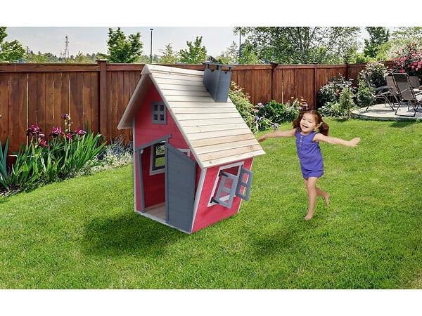 HABITAT ET JARDIN - Maisonnette "Lilou" - 119.5 x 156 x 102 cm - Rouge/Gris - large