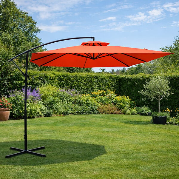 CONCEPT USINE - Parasol  terracotta déporté rond 295 x 295 m CAPRI - large