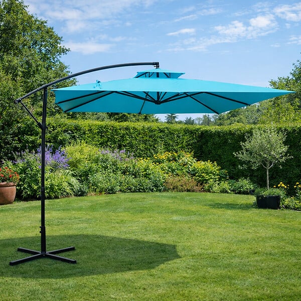 CONCEPT USINE - Parasol  bleu déporté rond 2,95 x 2,95 m CAPRI - large