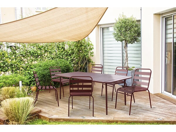 HABITAT ET JARDIN - Table jardin en métal "Bilbao" - 180 x 90 x 71 cm - Terracotta - large
