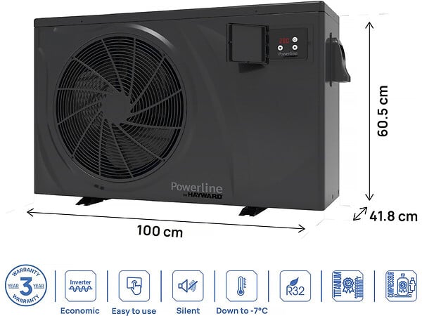 HAYWARD - Pompe à chaleur pour piscine 6 kw/h inverter "PowerLine by Hayward" - Noir - large
